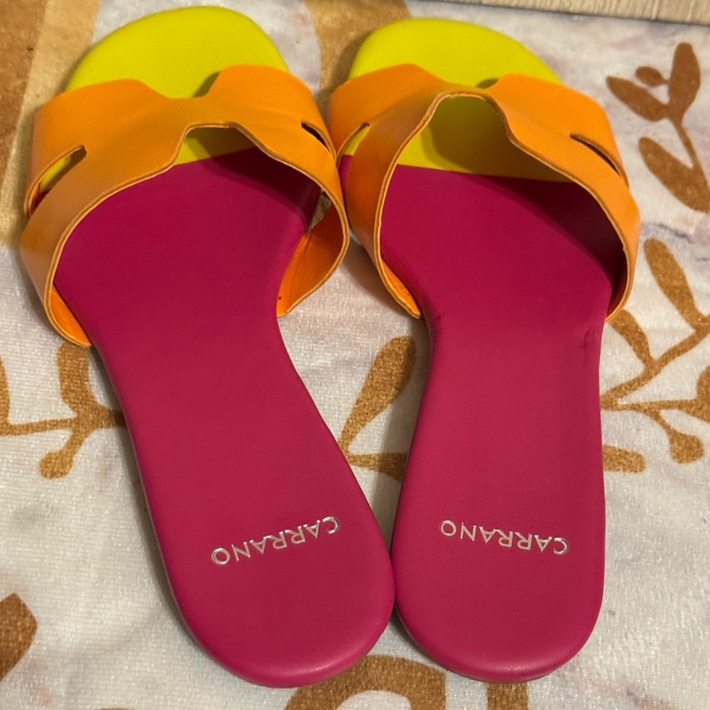 Carrano Nayeli Leather Slide Sandal - Multi-Tangerine - Picture 5 of 8